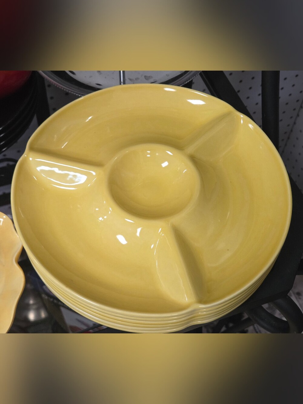 Vintage Fitz Floyd FF Dallas Yellow 9" Divided Snack Plate (Sold Indivdually)